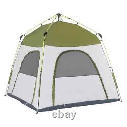 Tente de camping pop-up pour 4 personnes, abri en dôme résistant aux intempéries avec 3 fenêtres, verte