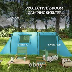 Tente de camping pour 3-4 personnes, grande tente familiale avec chambre et salon, 3000 mm d'eau