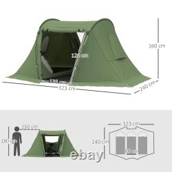 Tente de camping pour 3 personnes avec espace de vie et 2 chambres, 3000 mm imperméable