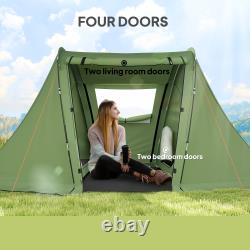 Tente de camping pour 3 personnes avec espace de vie et 2 chambres, 3000 mm imperméable