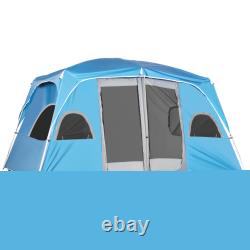 Tente de camping pour 4 à 8 personnes avec 2 chambres et fenêtres en mesh, facile à monter