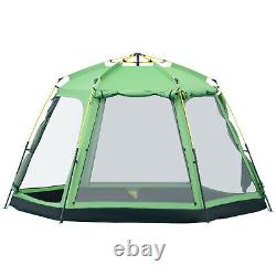 Tente de camping pour 6 personnes, à deux niveaux, pop-up, familiale, portable avec sac de transport, Outsunny verte