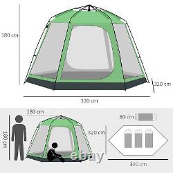 Tente de camping pour 6 personnes, à deux niveaux, pop-up, familiale, portable avec sac de transport, Outsunny verte