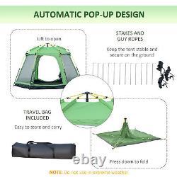 Tente de camping pour 6 personnes, à deux niveaux, pop-up, familiale, portable avec sac de transport, Outsunny verte