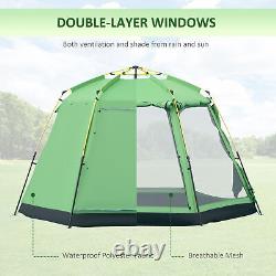 Tente de camping pour 6 personnes, à deux niveaux, pop-up, familiale, portable avec sac de transport, Outsunny verte