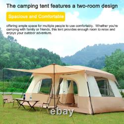 Tente de camping pour 8-12 personnes avec 2 chambres, grande tente familiale type cabane k H7F0