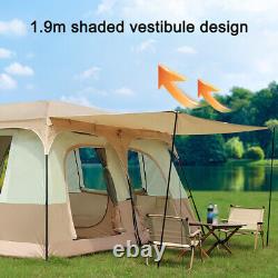 Tente de camping pour 8-12 personnes avec 2 chambres, grande tente familiale type cabane k H7F0