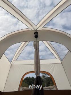 Tente de camping pour 8-12 personnes avec 3 portes, 2 chambres, grande cabane familiale, couleur café