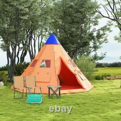 Tente de camping pour grande famille avec sac de transport, extérieure, 6-7 personnes, cadeau, orange