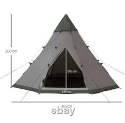 Tente de camping pour grande famille de 6-7 personnes Outsunny avec sac de transport, gris