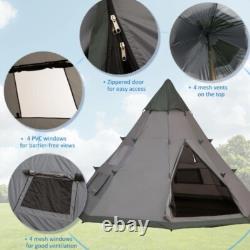 Tente de camping pour grande famille de 6-7 personnes Outsunny avec sac de transport, gris