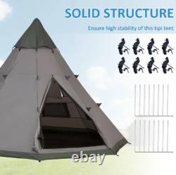 Tente de camping pour grande famille de 6-7 personnes Outsunny avec sac de transport, gris