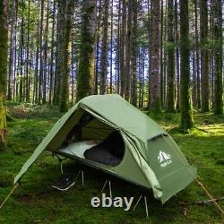 Tente de camping pour une personne, tente de lit rapide à ouvrir au sol avec housses de pluie