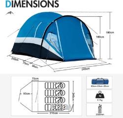 Tente de camping robuste pour 4 personnes, imperméable, à double paroi, facile à monter, durable et légère