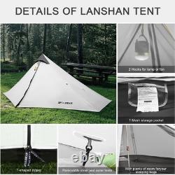 Tente de camping sauvage ultralégère 1 personne 3F Lanshan 15D légère en extérieur