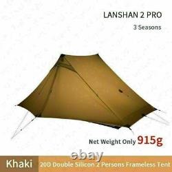 Tente de camping sauvage ultralégère 2 personnes 3F Lanshan, Khaki léger 20D, 3 saisons