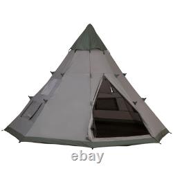 Tente de camping spacieuse pour 6-7 personnes avec fenêtres en mesh et design facile à monter