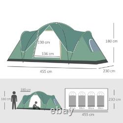 Tente de camping spacieuse pour 6 personnes avec cadre en fibre de verre et en acier, sac de transport