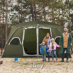 Tente de camping, tente familiale 4-8 personnes 2 chambres, avec grandes fenêtres en mesh