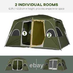 Tente de camping, tente familiale 4-8 personnes 2 chambres, avec grandes fenêtres en mesh