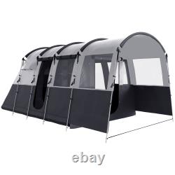 Tente de camping, tente familiale imperméable, 8 personnes, design tunnel, 4 grandes fenêtres, S