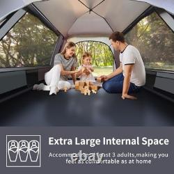 Tente de camping, tente pop-up 3 personnes extra large imperméable automatique en dôme