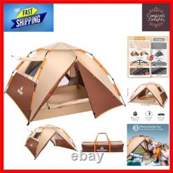 Tente de camping, tente pop-up 3 personnes, tente dôme familiale imperméable et coupe-vent avec
