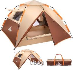 Tente de camping, tente pop-up 3 personnes, tente dôme familiale imperméable et coupe-vent avec