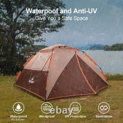 Tente de camping, tente pop-up 3 personnes, tente dôme familiale imperméable et coupe-vent avec