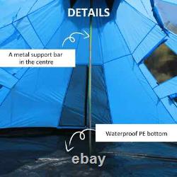 Tente de camping tipi pour 6 personnes avec porte zippée et fenêtres en mesh pour la famille