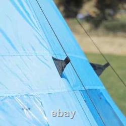 Tente de camping tipi pour 6 personnes avec porte zippée et fenêtres en mesh pour la famille
