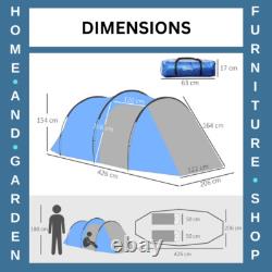 Tente de camping tunnel 2-3 personnes avec porche vestibule, toile de pluie, aérations et sac de transport