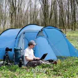 Tente de camping tunnel 2-3 personnes avec porche vestibule, toile de pluie, aérations et sac de transport