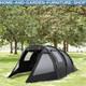 Tente De Camping Tunnel 3-4 Personnes Avec 2 Chambres, Fenêtres Et Sac De Transport Pour Randonnée Et Pêche