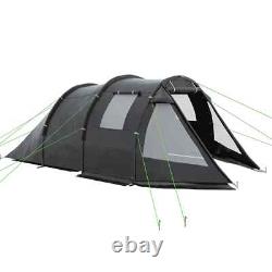 Tente de camping tunnel 3-4 personnes avec 2 chambres, fenêtres et sac de transport pour randonnée et pêche