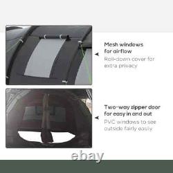 Tente de camping tunnel 3-4 personnes avec 2 chambres, fenêtres et sac de transport pour randonnée et pêche