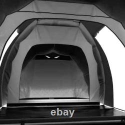 Tente de camping tunnel 4-6 personnes avec 2 chambres, espace de vie et porche, randonnée gris/jaune