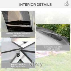 Tente de camping tunnel 4-6 personnes avec 2 chambres, espace de vie et porche, randonnée gris/jaune Tente de camping tunnel 4-6 personnes avec 2 chambres, espace de vie et porche, randonnée gris/jaune