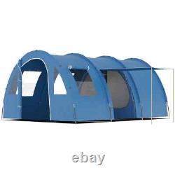 Tente de camping tunnel 5-6 personnes avec 2 chambres, sol intégré, 2 portes et sac de transport