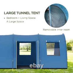 Tente de camping tunnel 5-6 personnes avec 2 chambres, sol intégré, 2 portes et sac de transport
