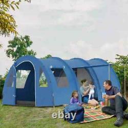 Tente de camping tunnel 5-6 personnes avec 2 chambres, sol intégré, 2 portes et sac de transport