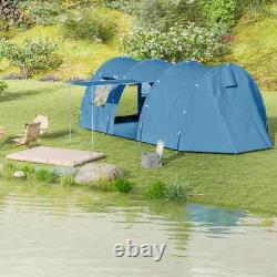 Tente de camping tunnel 5-6 personnes avec 2 chambres, sol intégré, 2 portes et sac de transport