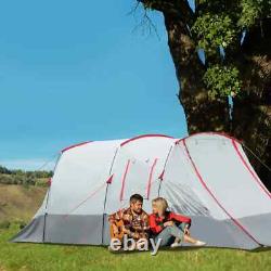 Tente de camping tunnel 6-8 personnes avec aire de vie, 3 portes et sac de transport