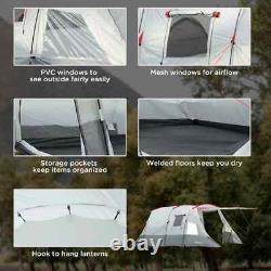 Tente de camping tunnel 6-8 personnes avec aire de vie, 3 portes et sac de transport