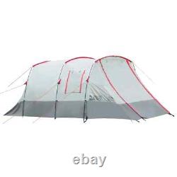 Tente de camping tunnel 6-8 personnes avec aire de vie, 3 portes et sac de transport