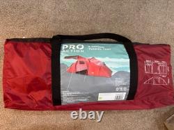 Tente de camping tunnel Pro Action 6 personnes 3 chambres avec étui de transport rouge Festival #9816