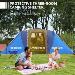 Tente de camping tunnel de 2000 mm de large avec 2 chambres et espace de vie étanche