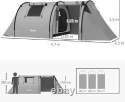 Tente de camping tunnel imperméable 3000 mm pour 3-4 personnes, grande famille, avec 2 chambres