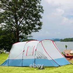 Tente de camping tunnel spacieuse pour 3 personnes, chambre de randonnée, abri de pêche portable avec sac bleu