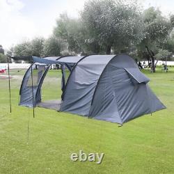 Tente de camping tunnel spacieuse pour 5-6 personnes, portable avec 3 portes, imperméable